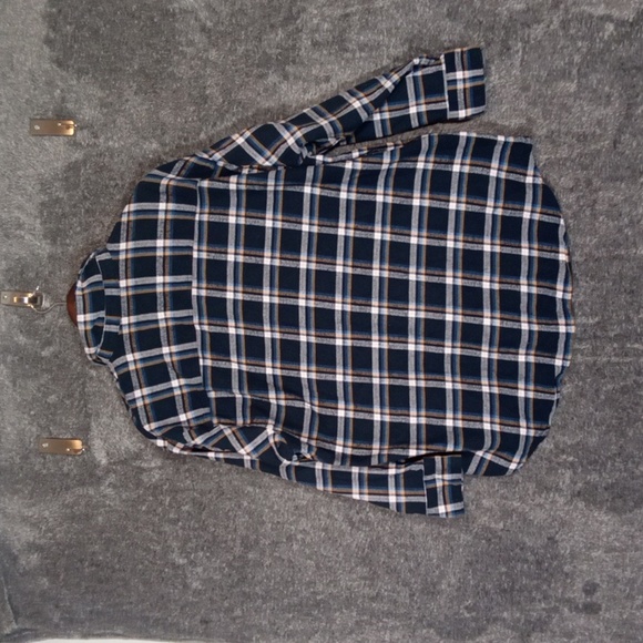 Old Navy Womens The Boyfriend Shirt Button Front Plaid Navy Flannel Size Xl - Picture 3 of 8